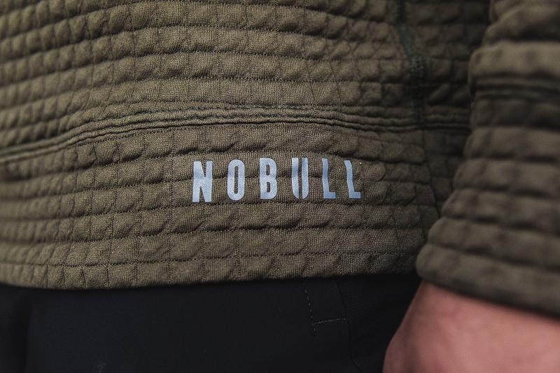 Olive Nobull Quilted Crew Pullover Men's Hoodie | CA F1570D